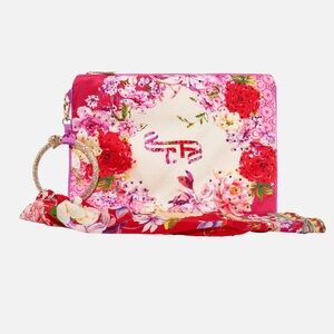 CAMILLA Kiss and Tell red pink floral silk scarf clutch bag purse
